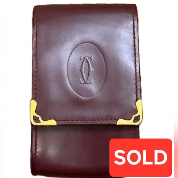 Cartier Handbags - RARE Cartier Bordeaux Burgundy Leather Slim Cigarette Case Multi Pouch (EUC )